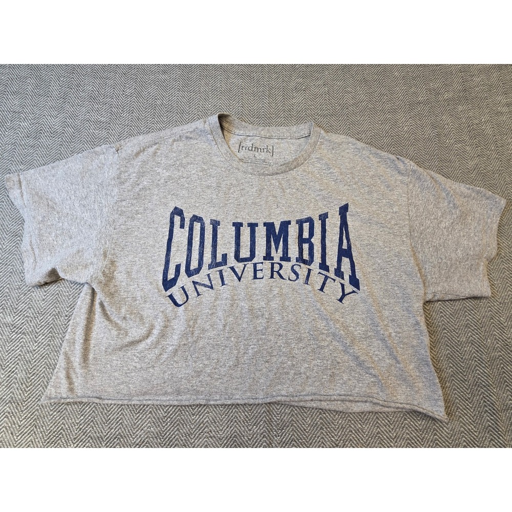 Trdmrk Columbia University Cropped T-Shirt Womens Large Gray Graphic Relaxed Fit